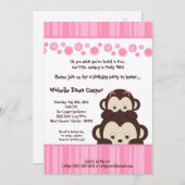Invitation d'anniversaire de 5x7 Girly Pop Monkey (Devant / Derrière)