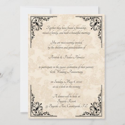 Invitation d'anniversaire de 60 ans (Dos)