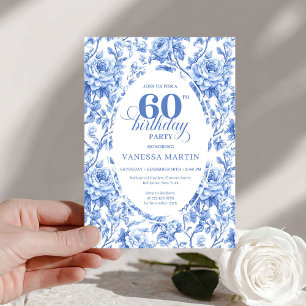 Invitation d'anniversaire de 60 ans Chic Royal Blu