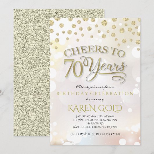 Invitation d'anniversaire de 70 ans (Devant / Derrière)