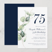 Invitation d'anniversaire de 75 ans au script de v (Devant / Derrière)