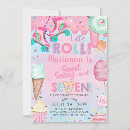 Invitation d'anniversaire de 7 ans pour fille de b (Devant)