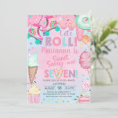 Invitation d'anniversaire de 7 ans pour fille de b (Debout devant)