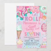 Invitation d'anniversaire de 7 ans pour fille de b (Devant / Derrière)