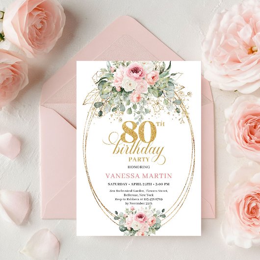 Invitation d'anniversaire de 80 ans Elegant Boho B