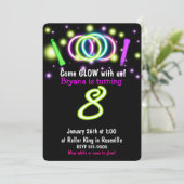 Invitation d'anniversaire de 8 ans GLOW Lights Age (Debout devant)