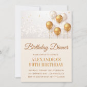 Invitation d'anniversaire de 99 ans Dîner d'annive (Devant)