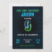 Invitation d'anniversaire de 9 ans pour garçon (Devant)