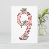 Invitation d'anniversaire de 9 ans pour les enfant (Debout devant)