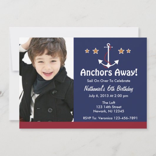 Invitation d'anniversaire de Ancre (Devant)