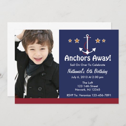 Invitation d'anniversaire de Ancre (Devant / Derrière)