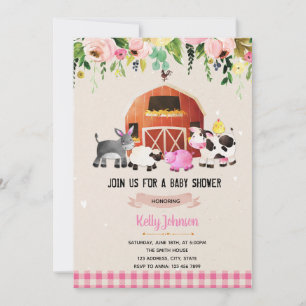 Invitation d'anniversaire de baby shower agricole