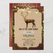 Invitation d'anniversaire de baby shower de cerf (Devant / Derrière)