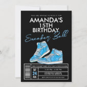 Invitation d'anniversaire de bal de baskets bleues (Devant)