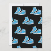 Invitation d'anniversaire de bal de baskets bleues (Dos)