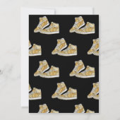 Invitation d'anniversaire de bal de baskets dorées (Dos)