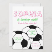 Invitation d'anniversaire de bal de football rose  (Devant)