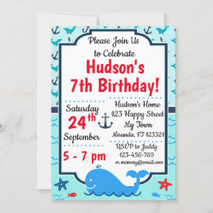 Invitation d'anniversaire de baleines