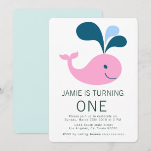 Invitation d'anniversaire de baleines éclaboussant