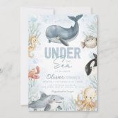 Invitation d'anniversaire de baleines sous la mer (Devant)