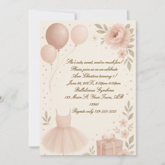 Invitation d'anniversaire de Ballerina (Devant)