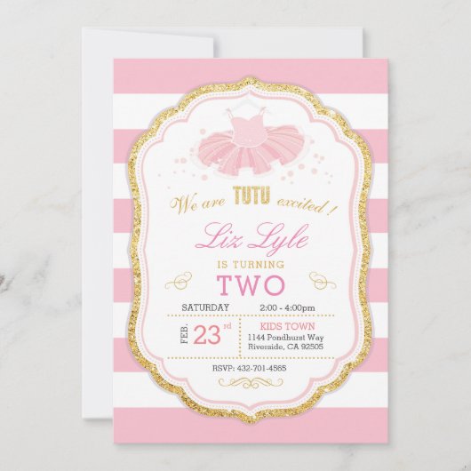 Invitation d'anniversaire de Ballerina (Devant)