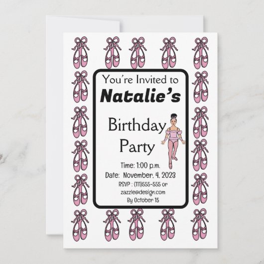 Invitation d'anniversaire de Ballerina #4 (Devant)