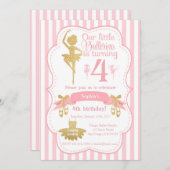 Invitation d'anniversaire de Ballerina en rose et (Devant / Derrière)