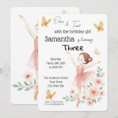 Invitation d'anniversaire de Ballerina - Fête de B (Devant / Derrière)