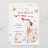 Invitation d'anniversaire de Ballerina - Fête de B (Devant / Derrière)