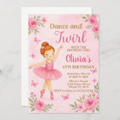 Invitation d'anniversaire de Ballerina modifiable (Devant / Derrière)