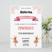 Invitation d'anniversaire de Ballerina rose (Debout devant)