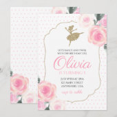Invitation d'anniversaire de ballerine florale (Devant / Derrière)