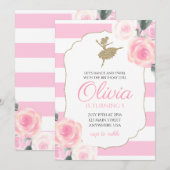 Invitation d'anniversaire de ballerine florale (Devant / Derrière)