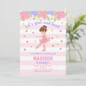 Invitation d'anniversaire de ballerine - Invitatio (Debout devant)