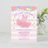 Invitation d'anniversaire de ballerine / Invitatio (Debout devant)