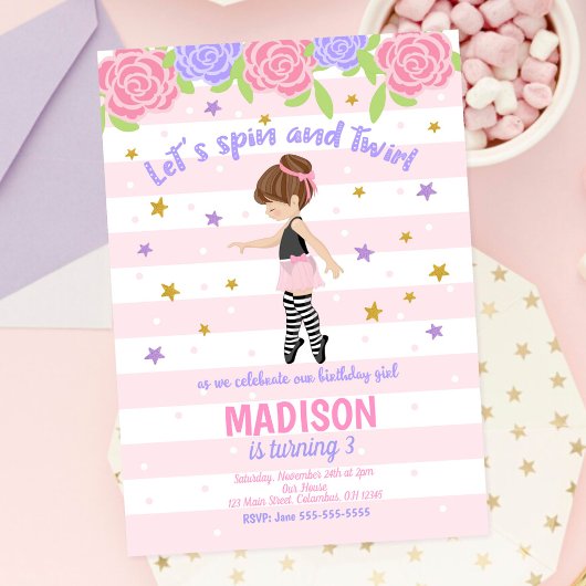 Invitation d'anniversaire de ballerine / Invitatio