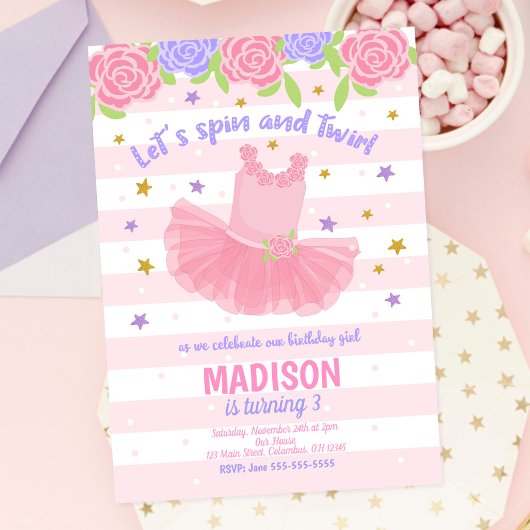 Invitation d'anniversaire de ballerine / Invitatio