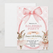 Invitation d'anniversaire de Ballerine Lapin (Devant / Derrière)