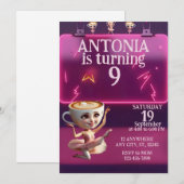 Invitation d'anniversaire de ballerine néon (Devant / Derrière)