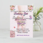 Invitation d'anniversaire de ballerine pour ses 3  (Debout devant)