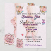 Invitation d'anniversaire de ballerine pour ses 3  (Devant / Derrière)