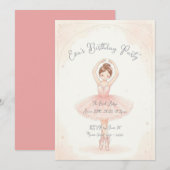 Invitation d'anniversaire de ballerine rose (Devant / Derrière)