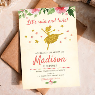 Invitation d'anniversaire de ballerine / Vintage /