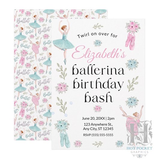 Invitation d'anniversaire de ballet