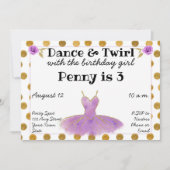 Invitation d'anniversaire de ballet (Devant)