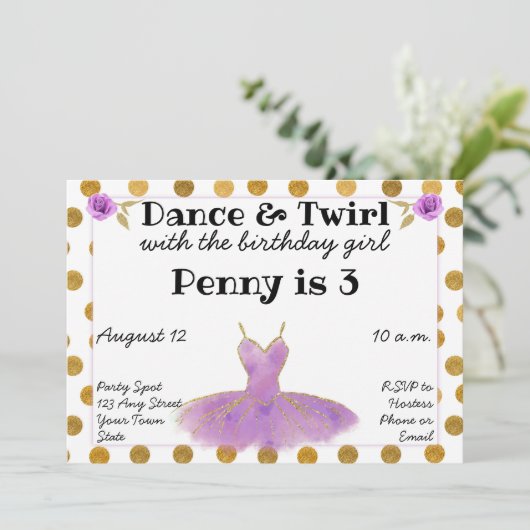 Invitation d'anniversaire de ballet (Debout devant)