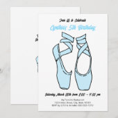 Invitation d'anniversaire de ballet bleu minimalis (Devant / Derrière)