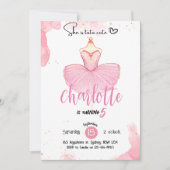 Invitation d'anniversaire de ballet mignon tutu (Devant)