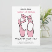 Invitation d'anniversaire de ballet rose minimalis (Debout devant)